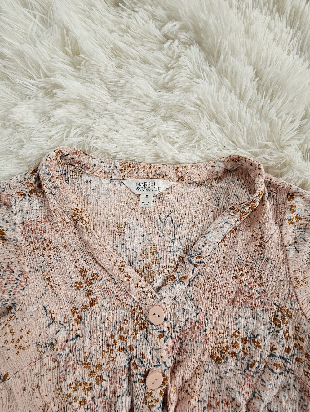 Pink Floral Dress with Button Front - Picture 4 of 5